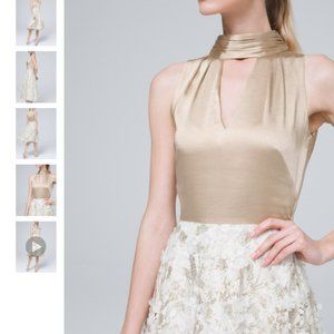 NEW! FIT-AND-FLARE DRESS WITH FLORAL-LACE APPLIQUÉ